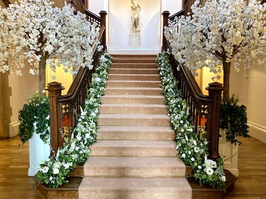 Stairway flower decorations